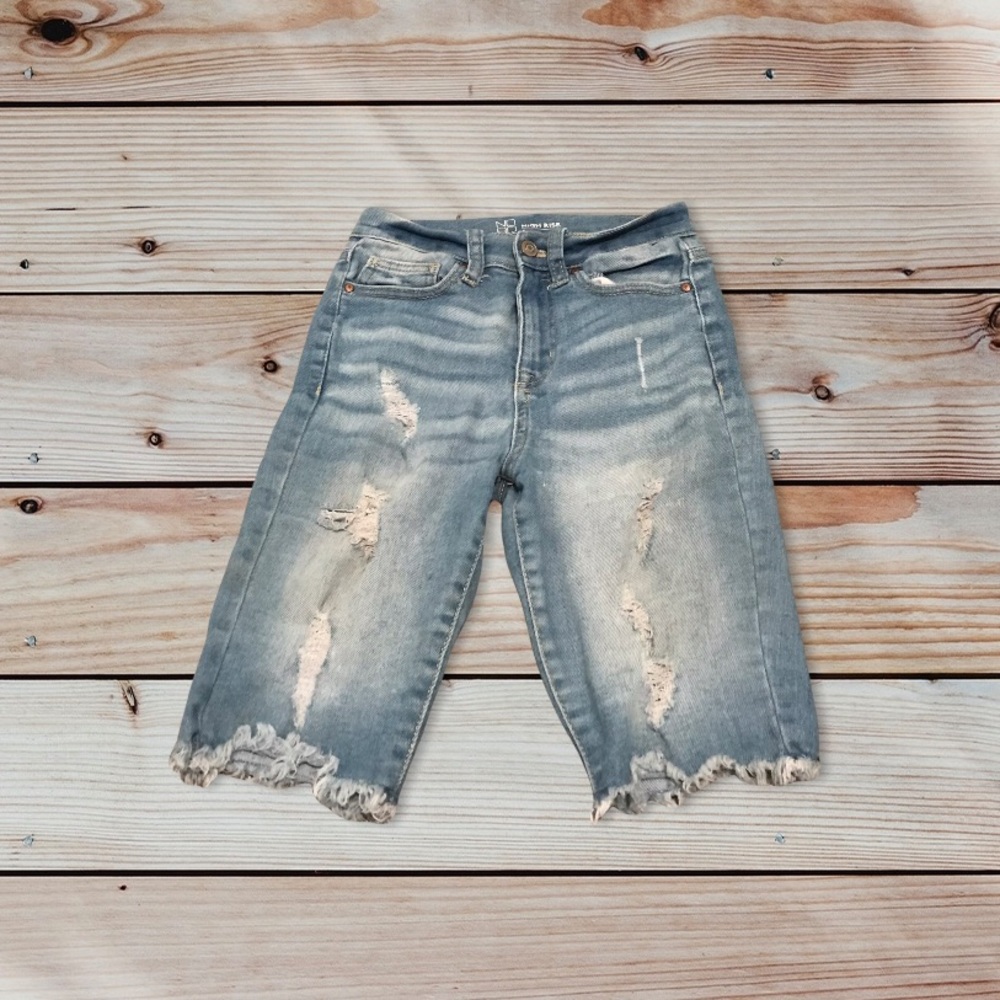 No Boundaries Distressed Bermuda Cutoff Shorts